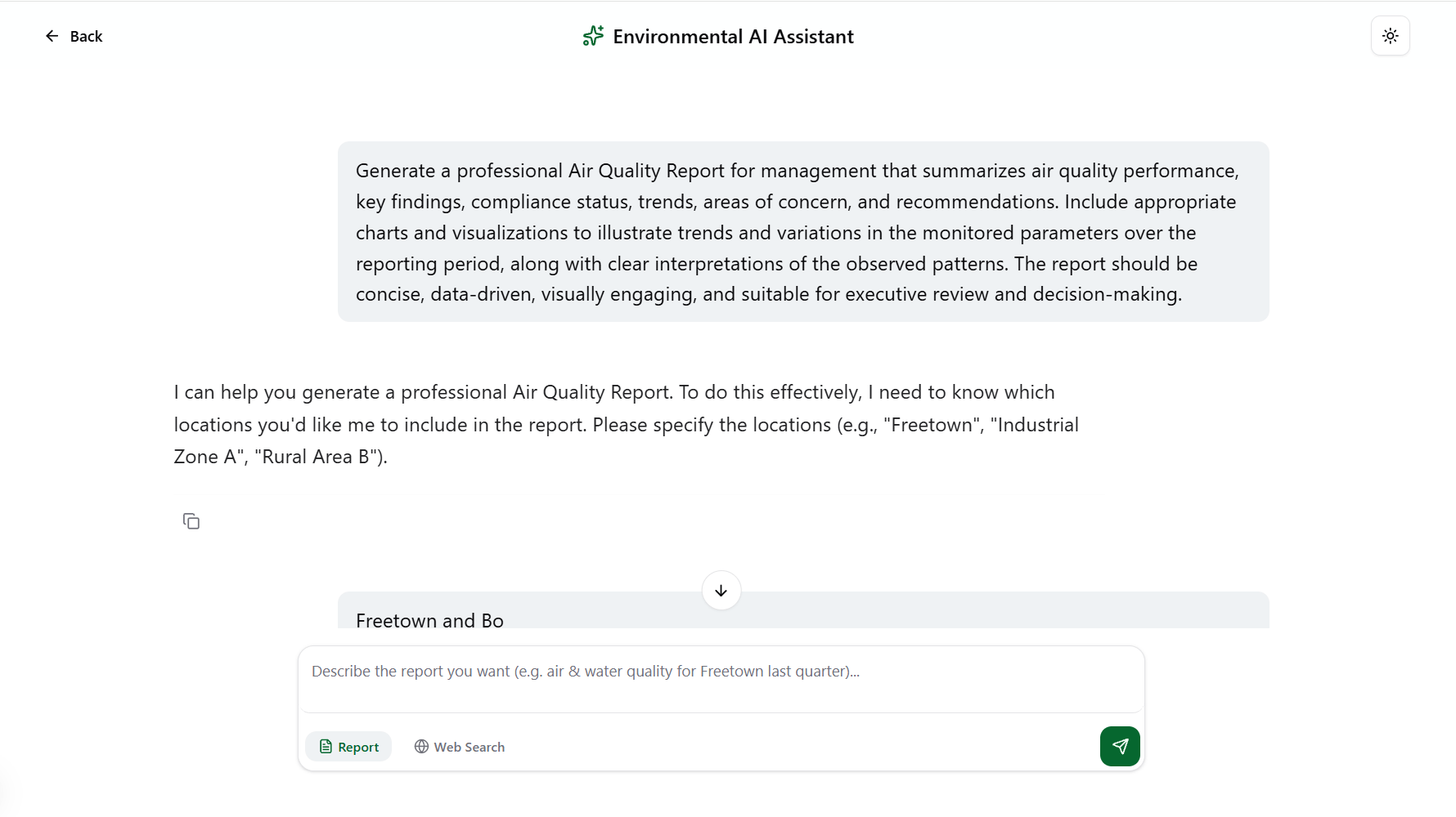 Environmental AI Assistant chat room