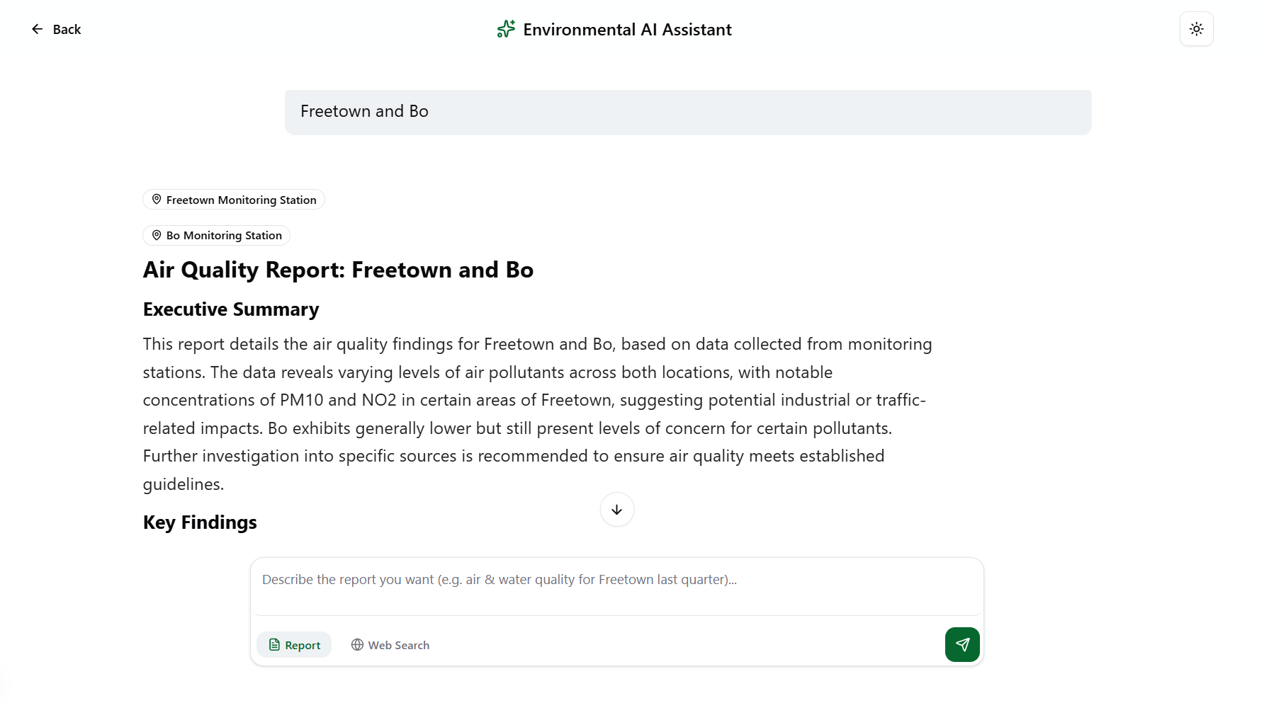 Environmental AI Assistant chat room