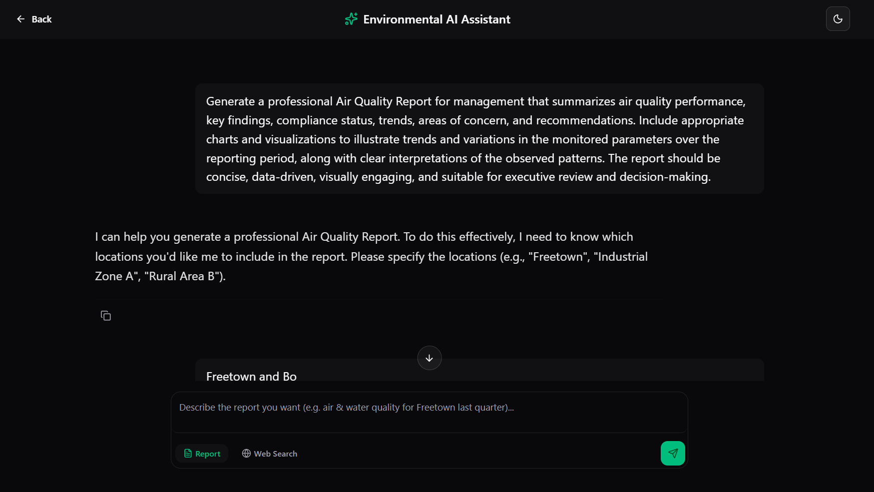 Environmental AI Assistant chat room