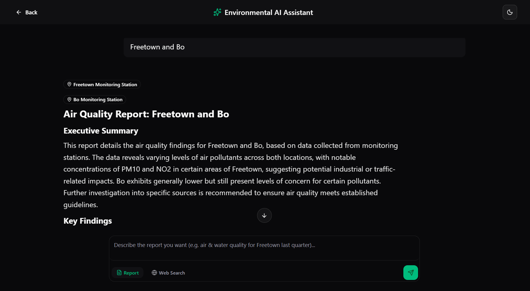 Environmental AI Assistant chat room